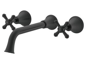Hero - Posh Canterbury Wall Bath Set 220mm Cross Handles Matte Black