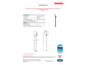 Specification Sheet - Sussex Pure Floor Mounted Basin Mixer Tap Trimset with Diamond Textured Handle PVD Matte Black (5 Star)