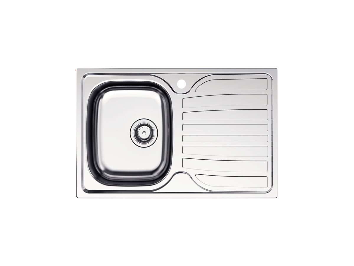 Hero - Posh Bristol Single Bowl Sink 1 Taphole Left Hand Bowl with Drainer Stainless Steel