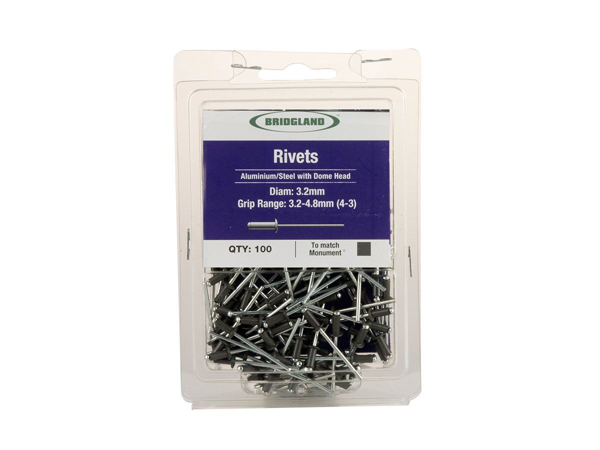 Bridgland Rivet Coloured/Steel 3.2mm (4-3) Monument (100)
