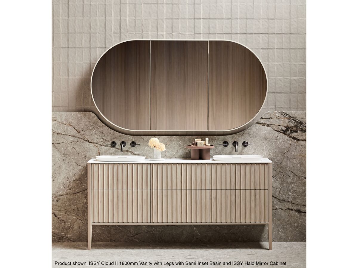 ISSY Cloud II 1800mm Vanity with Legs with Semi Inset Basin and ISSY Halo Mirror Cabinet
