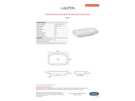 Specification Sheet - LAUFEN Palomba Counter Basin No Taphole 850 x 500mm White