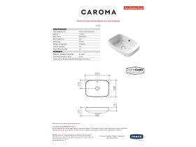 Specification Sheet - Caroma Forma II 500mm Inset No Taphole with Overflow Matte White