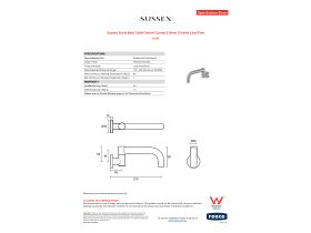 Specification Sheet - Sussex Scala Bath Outlet Swivel Curved 210mm Chrome Lead Free