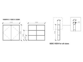 ISSY Z8 Double Shaving Cabinet 1000mm (Wide) x 150mm (Deep) x 930mm (Height)