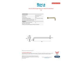 Specification Sheet - Roca Ona Wall Straight Shower Arm 400mm Brushed Brass