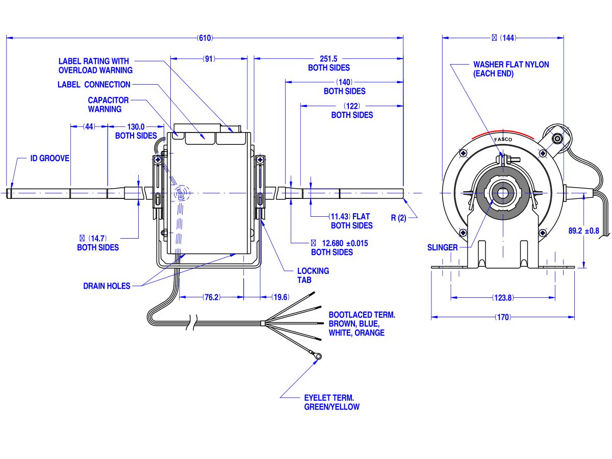 Fasco Fan Motor 240V 3 Speed 40W 8061S134-80