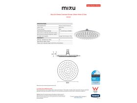 Specification Sheet - Mizu Drift Brass Overhead Shower 200mm White (3 Star)