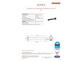 Specification Sheet - Scala Wall Basin Outlet Straight 250mm PVD Matte Black (6 Star) Lead Free