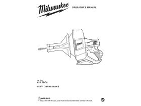 User Manual - Milwaukee M12 Cordless Drain Snake 12V