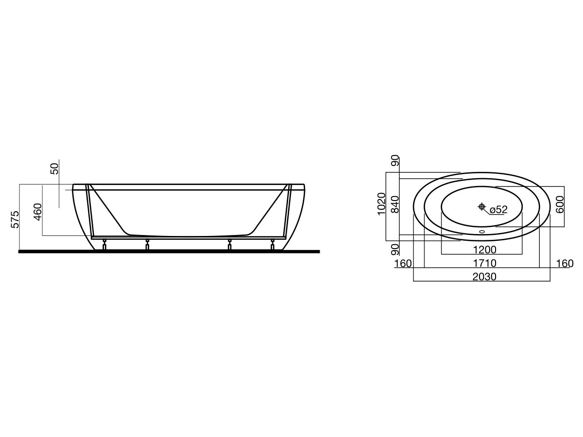 Alessi One Freestanding Bath with Overflow 2030 x 1020mm White