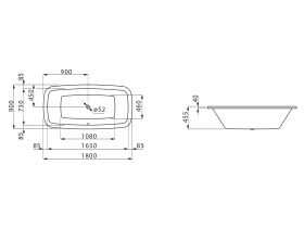 LAUFEN Palomba Inset Bath 1800mm White