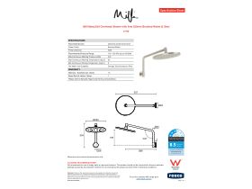 Specification Sheet - Milli Marq Edit Overhead Shower with Arm 250mm Brushed Nickel (3 Star)
