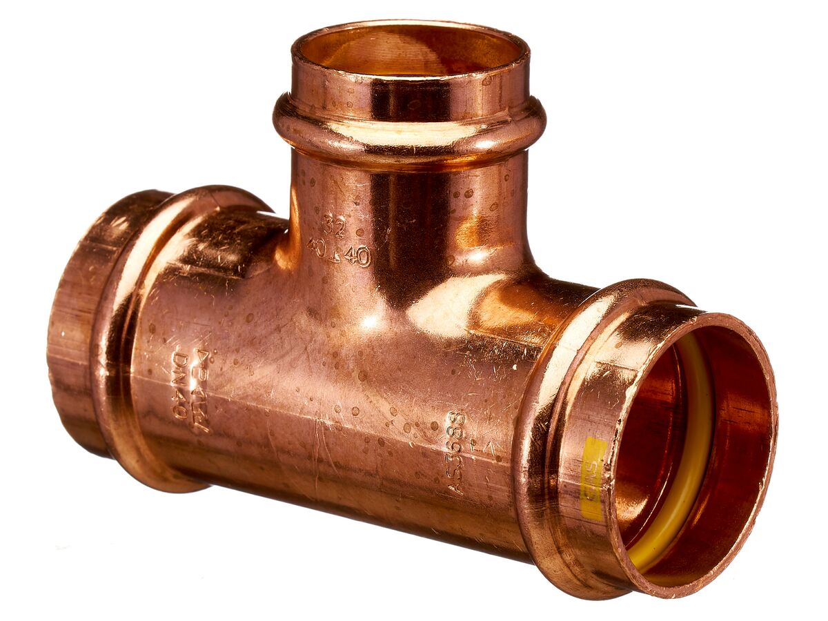 >B< Press Gas Reducing Tee 40mm x 40mm x 32mm