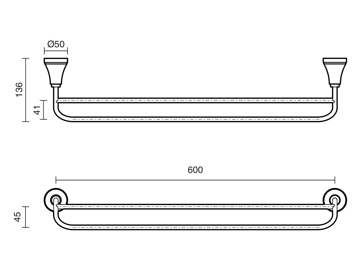 Kado Era Double Towel Rail 600mm
