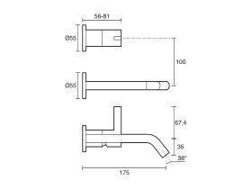 Kartell Wall Basin Mixer Set Chrome (5 Star)