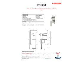 Specification Sheet - Mizu Bloc Shower Mixer with Diverter Kit Brushed Nickel Lead Free