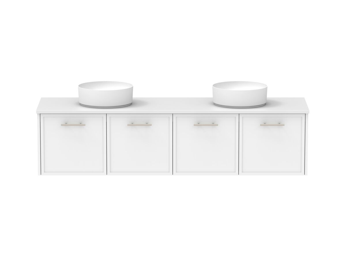 Supporting Image - Kado Lux All Door 1800mm Wall Hung Vanity Double Basin 20mm - White Shaker Front