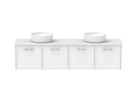 Supporting Image - Kado Lux All Door 1800mm Wall Hung Vanity Double Basin 20mm - White Shaker Front