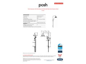 Specification Sheet - Posh Canterbury Twin Rail Shower with Top Rail Water Inlet Chrome (3 Star)