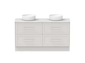 Hero - Kado Lux All Drawer 1500mm Floor Mounted Vanity Double Basin 20mm - Feather Grey - Front