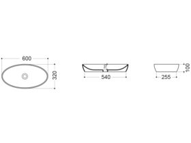AXA H10 Oval Counter Basin 600 x 320mm White