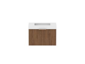 Supporting Image - Kado Lux Slim All Drawer 750mm Wall Hung Vanity with Centre Basin 90mm Top Florentine Walnut