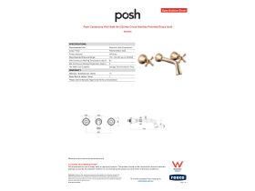Specification Sheet - Posh Canterbury Wall Bath Set 220mm Cross Handles Polished Brass Gold