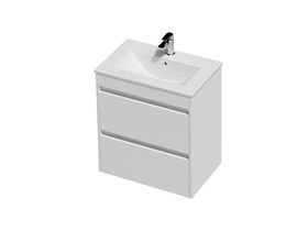 Posh Domaine Ensuite 600 2 Drawer Wall Hung White Console Top Gloss White