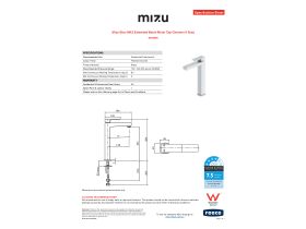 Specification Sheet - Mizu Bloc MK2 Extended Basin Mixer Tap Chrome (4 Star)