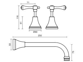 Kado Era Wall Basin Set 250mm Lever Handle (5 Star)
