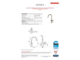 Specification Sheet - Sussex Scala Mini Basin / Sink Mixer Tap Small Curved Spout Right Hand LUX PVD Brushed Oyster Nickel (5 Star)