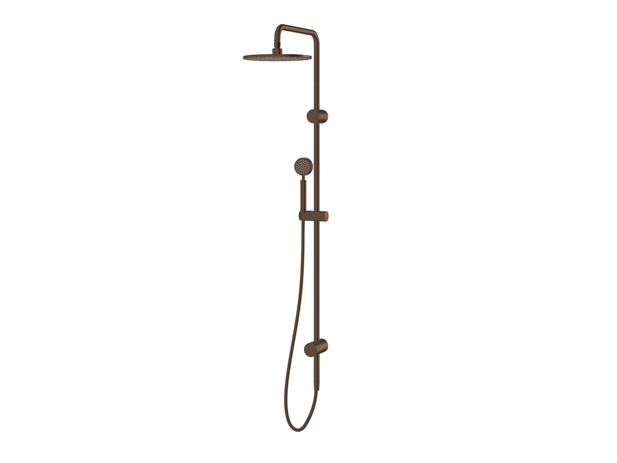 Sussex Pure Twin Rail Shower with Top Rail Water Inlet PVD Brushed Bronze (3 Star)
