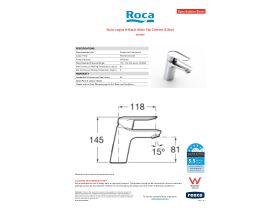Specification Sheet - Roca Logica-N Basin Mixer Tap Chrome (5 Star)