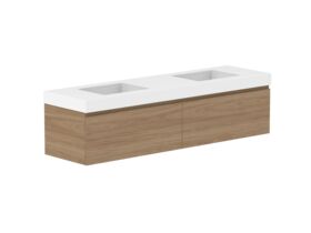 Supporting Image - Posh Domaine 1800mm Wall Hung Vanity Unit All-Drawer Double Bowl 90mm Top