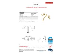 Specification Sheet - Sussex Oria Wall Basin Set 215mm PVD Brushed Gold (5 Star)