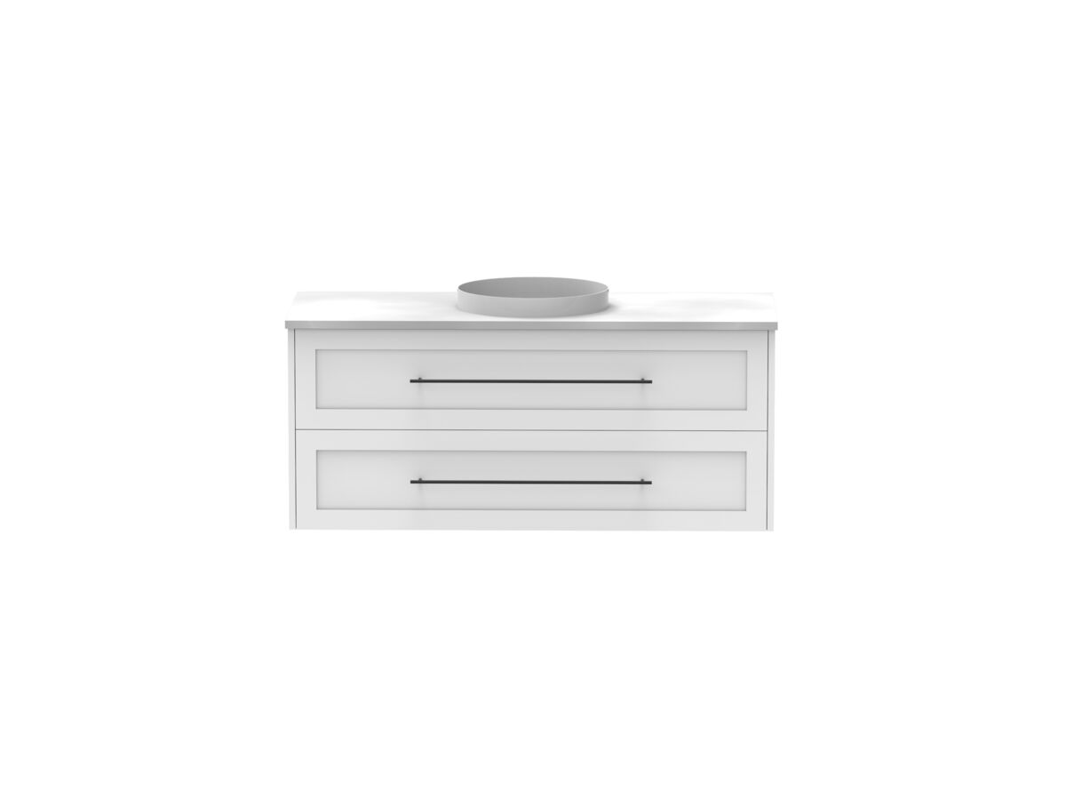 Supporting Image - Kado Lux All Drawer 1200mm Wall Hung Vanity Centre Basin 20mm - White - Front