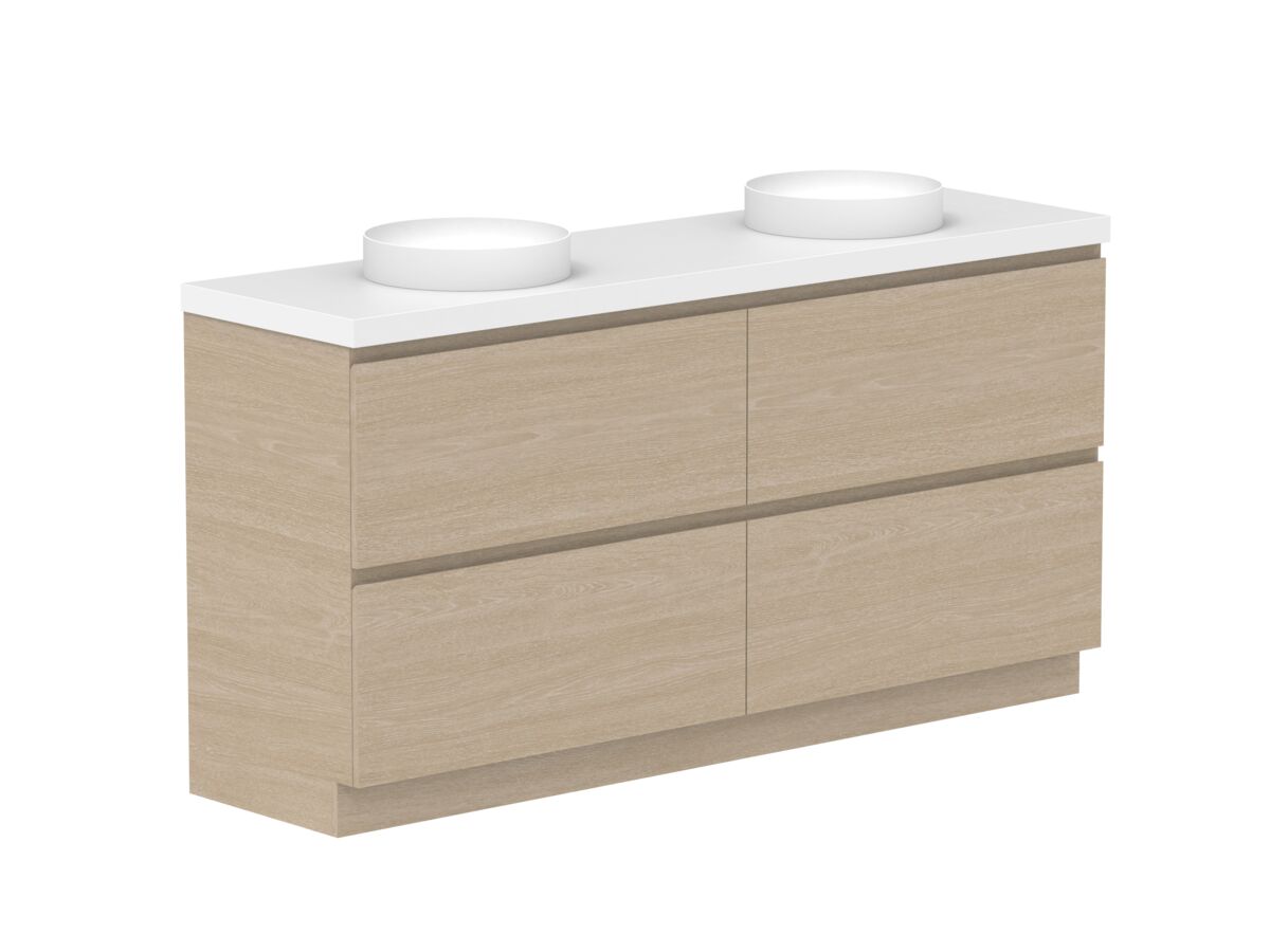 Supporting Image - Posh Domaine All-Drawer Twin 1800mm Floor Mounted Vanity Unit Double Bowl 50mm Top