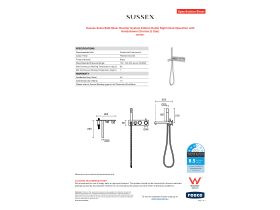 Specification Sheet - Sussex Scala Bath Mixer Diverter System 250mm Outlet Right Hand Operation with Handshower Chrome (3 Star)