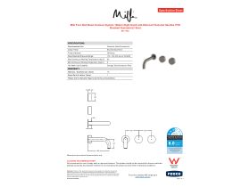 Specification Sheet - Milli Pure Wall Basin Hostess System 160mm Right Hand with Diamond Textured Handles PVD Brushed Gunmetal (3 Star)