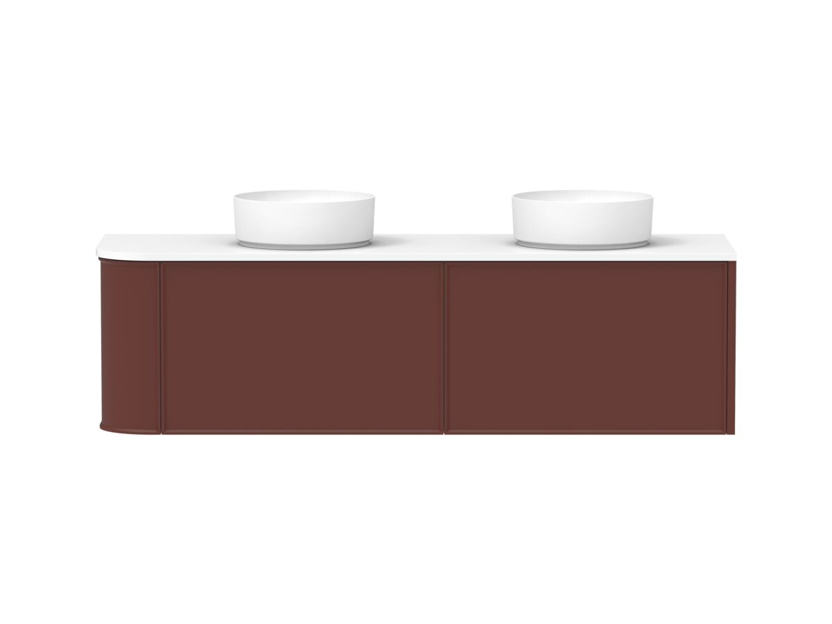 Hero - Kado Era Single Curve All Drawer 1650mm Wall Hung Vanity with Double Basin 20mm Top Red Marble