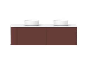 Hero - Kado Era Single Curve All Drawer 1650mm Wall Hung Vanity with Double Basin 20mm Top Red Marble