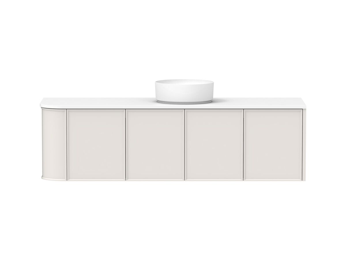 Hero - Kado Era Single Curve All Door 1650mm Wall Hung Vanity with Centre Basin 20mm Top Feather Grey