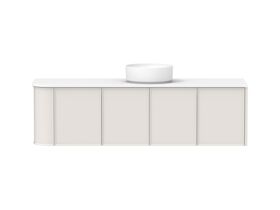 Hero - Kado Era Single Curve All Door 1650mm Wall Hung Vanity with Centre Basin 20mm Top Feather Grey