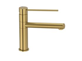 Hero - Mizu Drift Sink Mixer Extended Lever with Red & Blue Indicators Brushed Brass