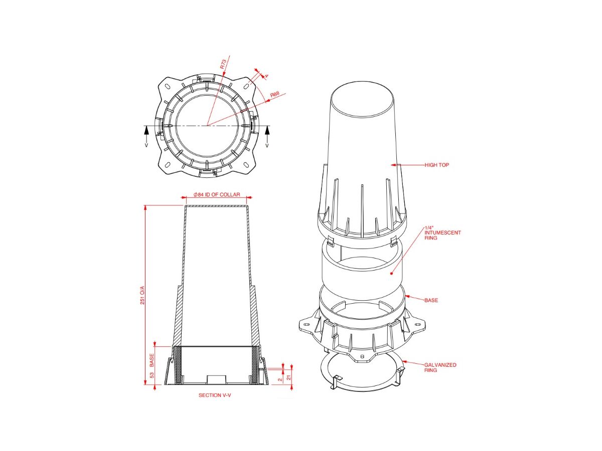 Allproof Cast In Fire Collar Hi 65/80mm