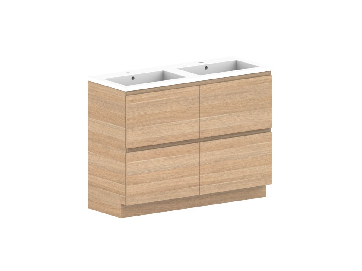 Posh Domaine Plus All-Drawer Twin 1200mm Floor Mounted Vanity Unit Double Bowl Cast Marble Top