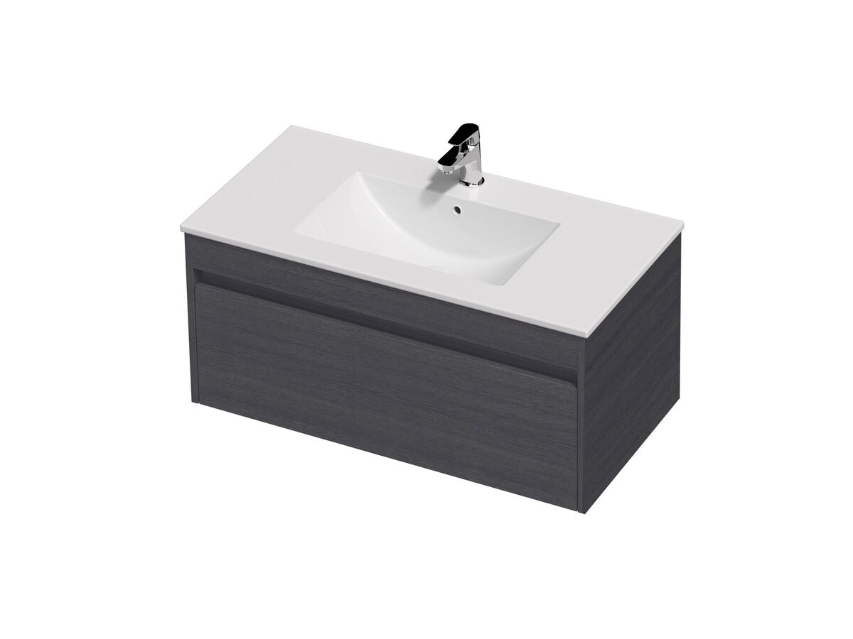 Posh Domaine Single 900 1 Drawer Wall Hung Colour Console Top Gloss White