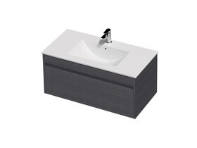 Posh Domaine Single 900 1 Drawer Wall Hung Colour Console Top Gloss White