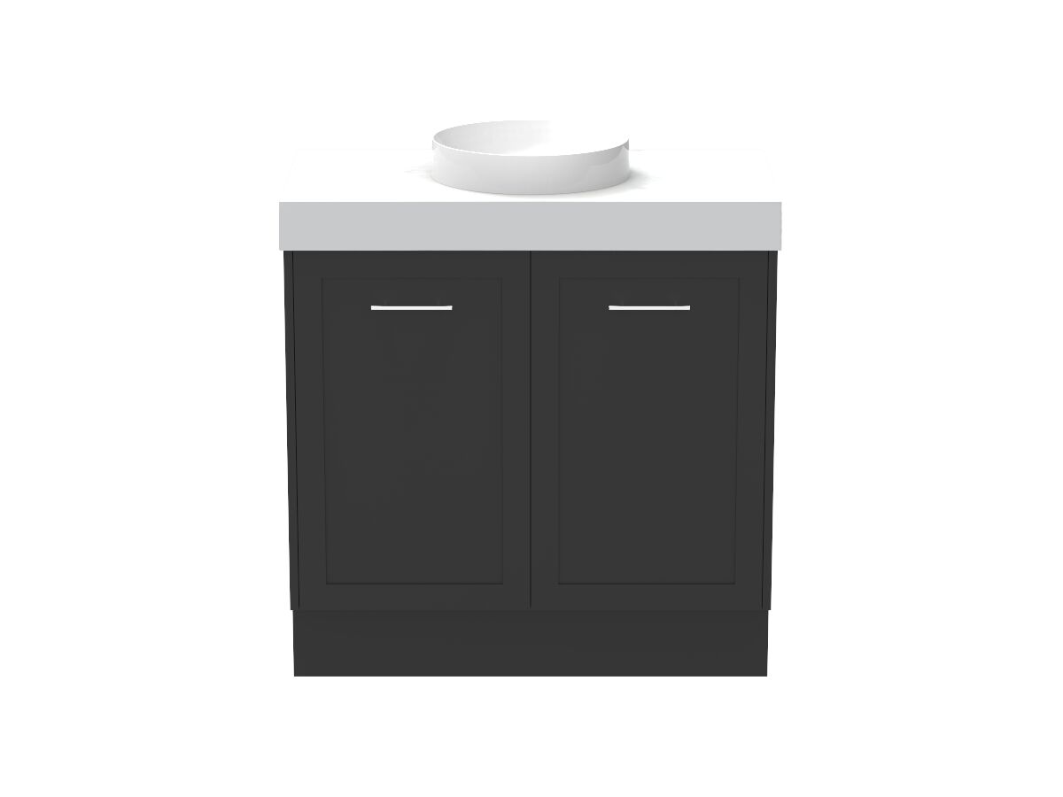 Supporting Image - Kado Lux All Door 900mm Floor Mounted Vanity Centre Basin 90mm - Black - Front